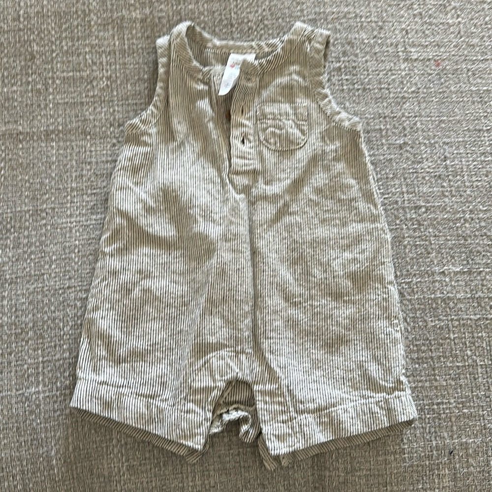 Black micro striped linen romper by Hilary Duff for Carters
